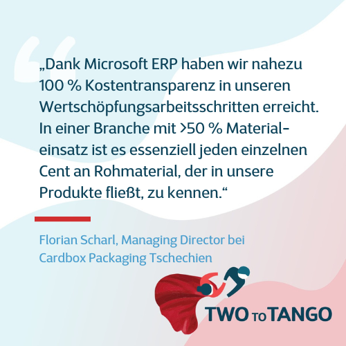 ERP Projekt Geschäftsprozesse Microsoft Dynamics 365 Zitat Cardbox Packaging
