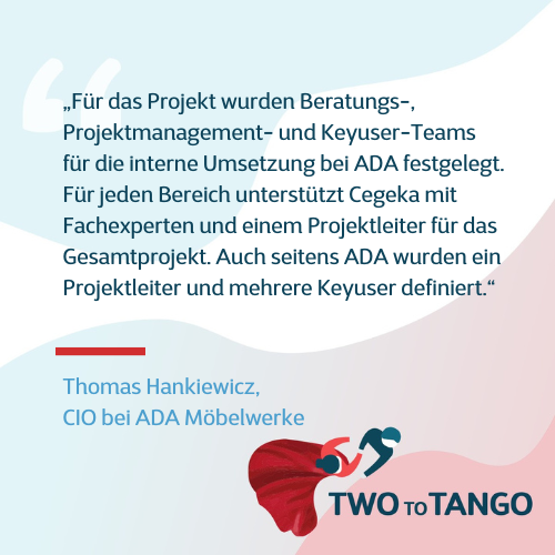 ERP Projekt Team Microsoft Dynamics 365 Zitat ADA