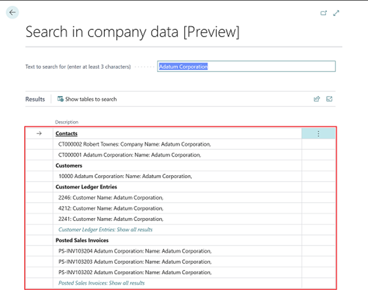 Search in company data BC
