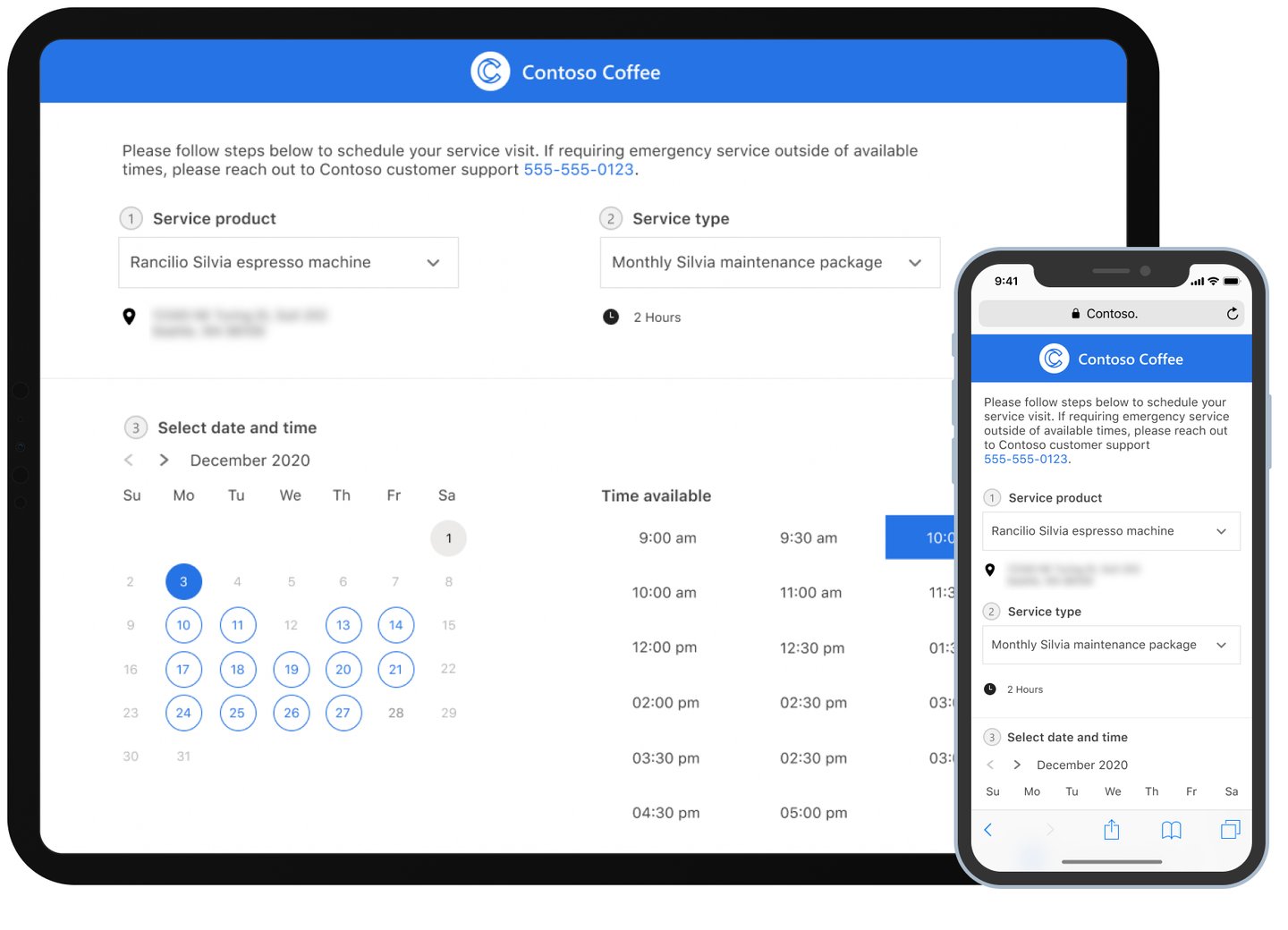 Customers can book their service appointments in the self-scheduling service in Microsoft Dynamics 365 Field Service