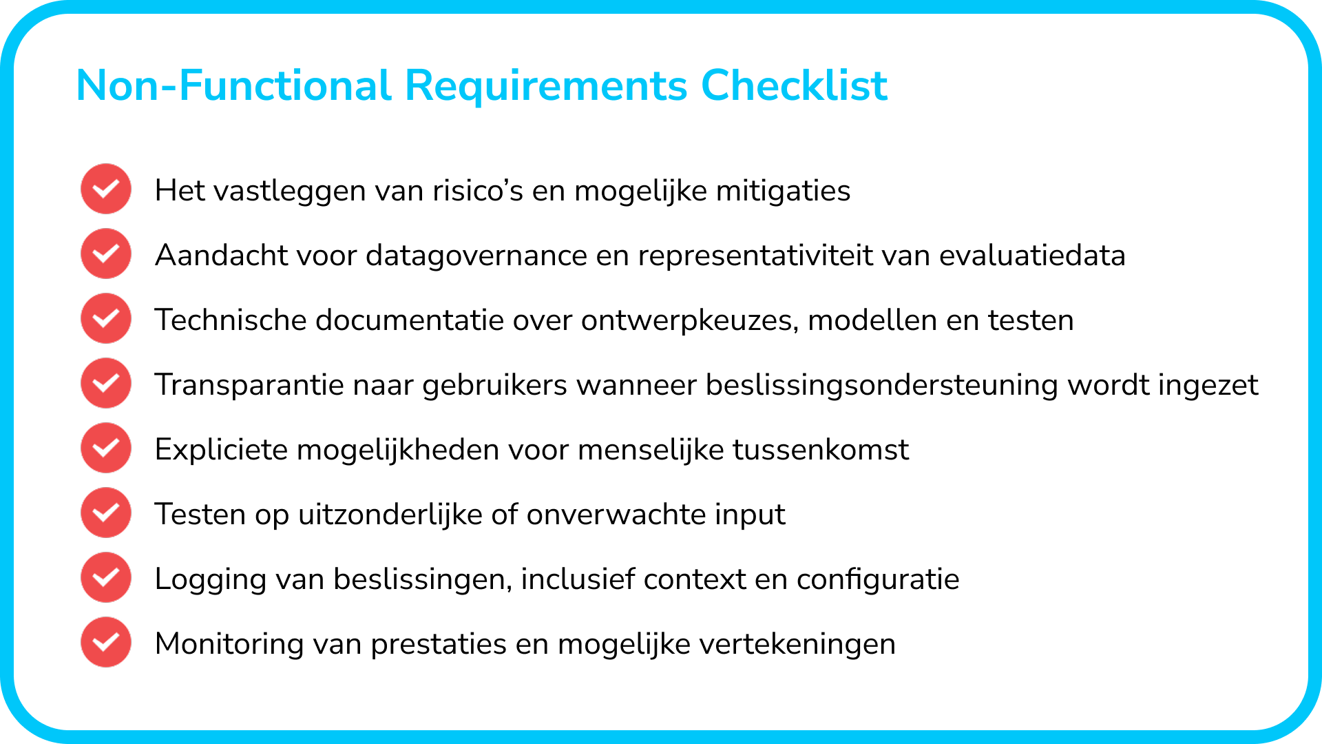 Blog vier principes AI in applicaties - checklist visual