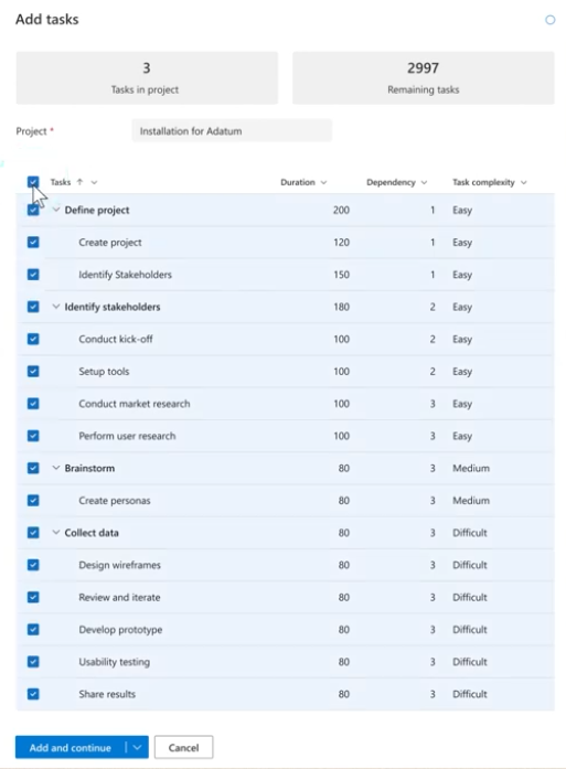Add tasks project & service management screenshot